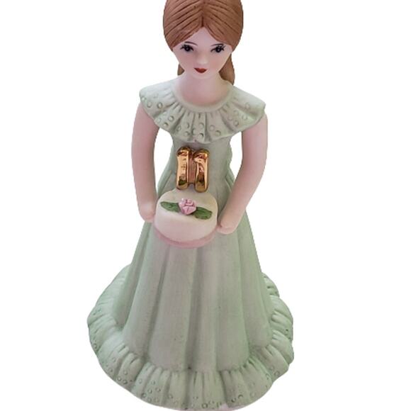 2 For $5 Sale Vintage Enesco Growing Up Birthday Girls  Brunette    Age 11  1982 - Picture 1 of 7